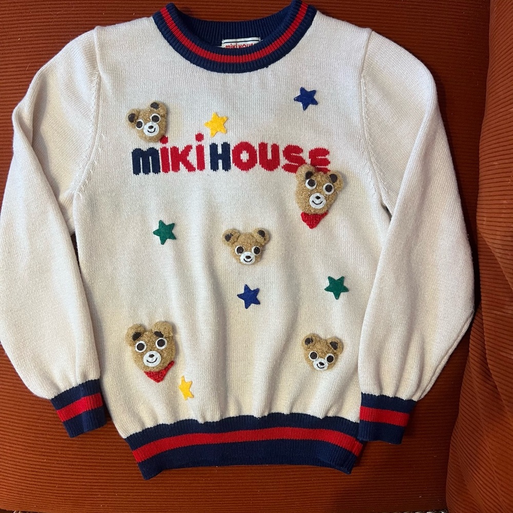 Miki House Cream Sweater with Bear and Star Design *Luxury*